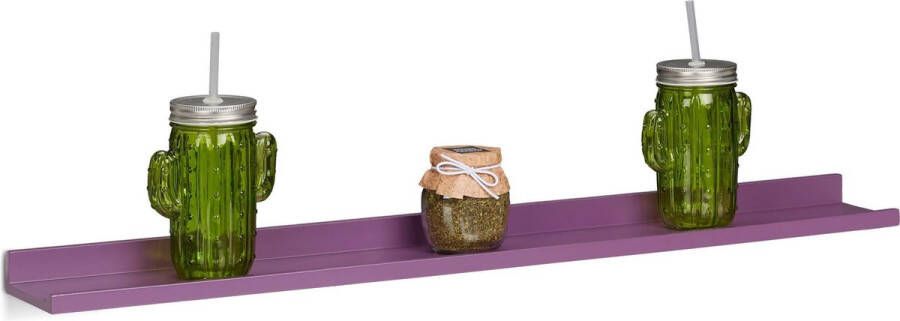 Relaxdays wandplank smal wandboard hout plank voor muur MDF wandelement 80 x 10 cm violet