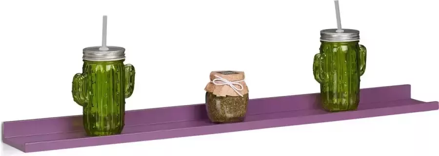 Relaxdays wandplank smal wandboard hout plank voor muur MDF wandelement 80 x 10 cm violet