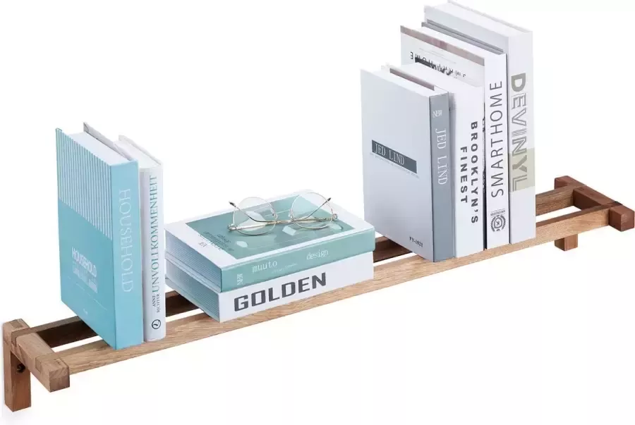 Relaxdays wandplank walnoot muurplank hout smal wandrek keuken zwevende boekenplank