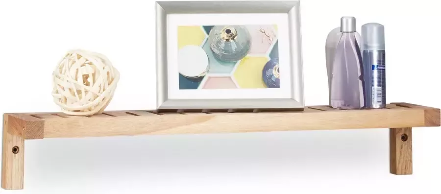 Relaxdays wandplank walnotenhout voor woon- of kinderkamer 10 x 60 x 12 5 cm natuur