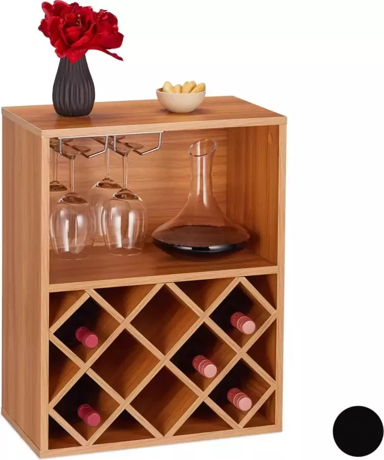 Relaxdays wijnrek flessenrek voor 8 flessen wijnkast wijnstandaard glazenhouder bruin