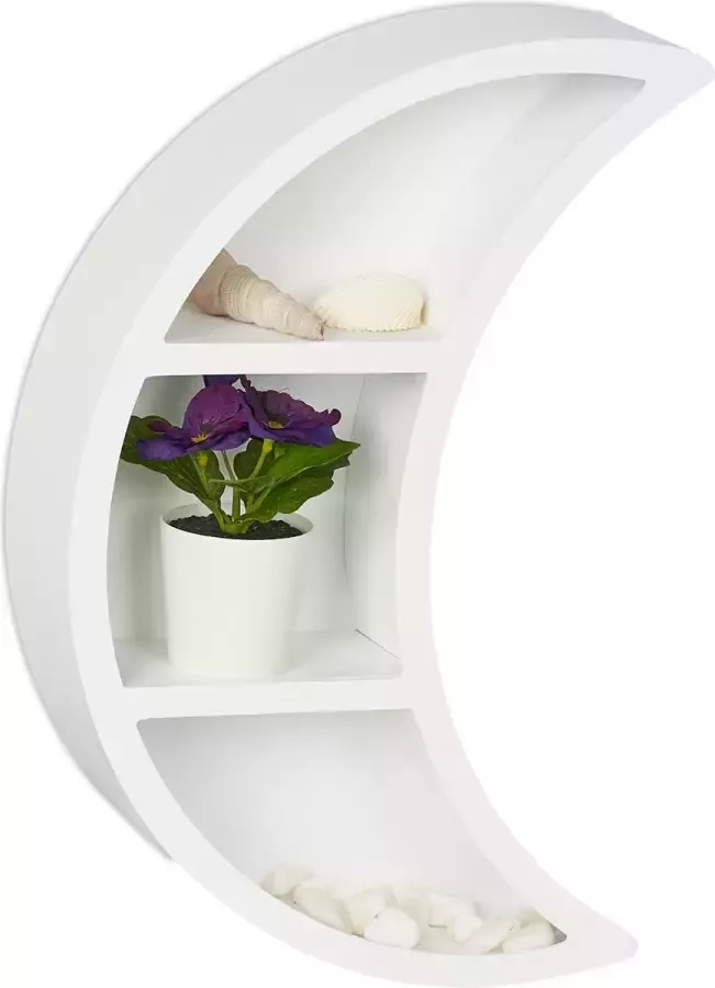 Relaxdays wit wandrek halve maan smal muurrek kinderkamer ondiep hangrek woonkamer