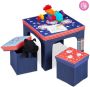 Relaxdays zitgroep kinderen kindertafel met poefs hocker kinderkamer opbergruimte B - Thumbnail 1