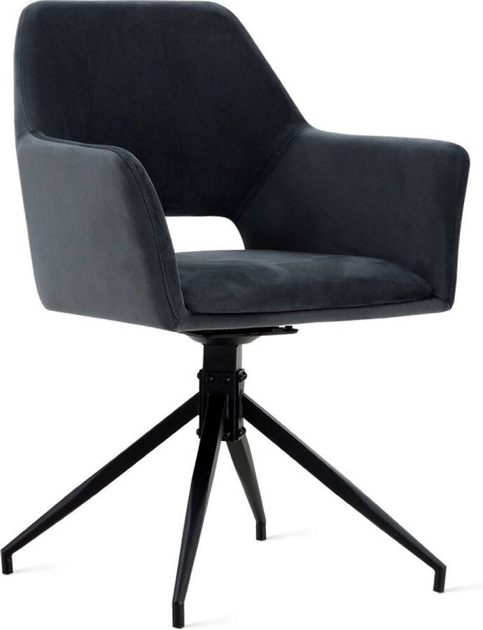Relaxt Wonen Draaibare eetkamerstoel Tess velvet antraciet set van 2