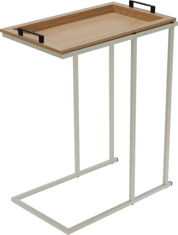 Relaxwonen Bijzettafel Industrieel Afneembaar dienblad Model Monique Wit