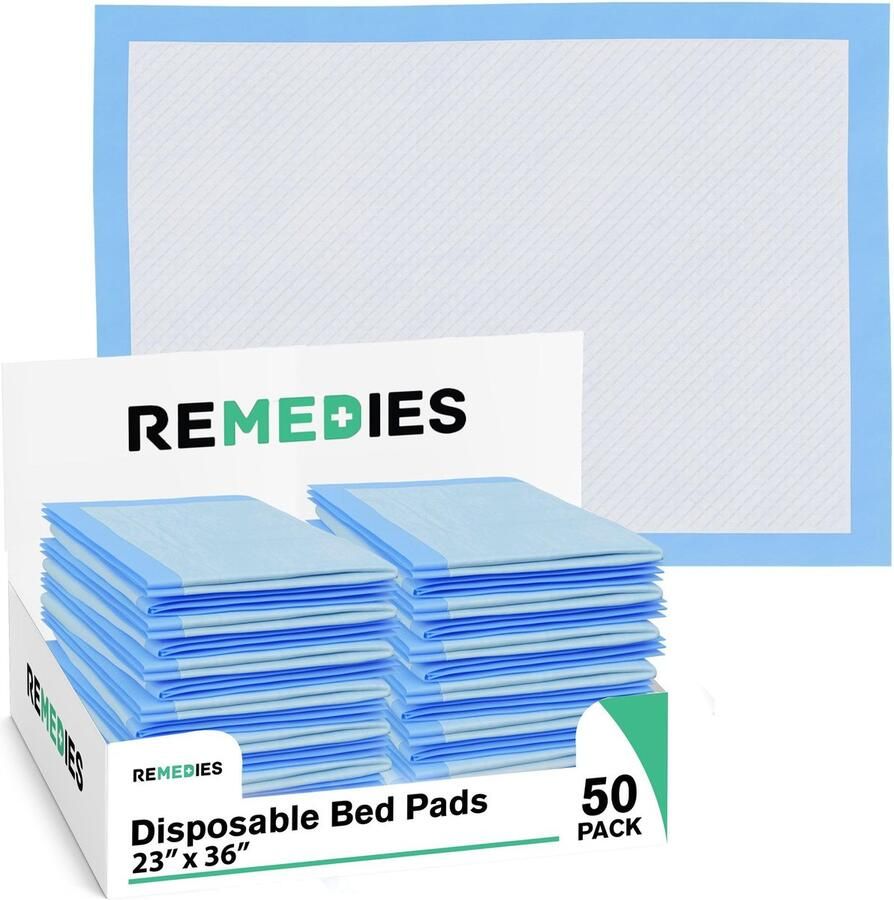 REMEDIES Wegwerpbedpads 60 x 90 cm 50 stuks Grote bedpads voor incontinentie Chucks Pads voor senioren volwassenen en kinderen Absorberende incontinentie voor volwassenen Wegwerponderleggers voor bedden en meubels