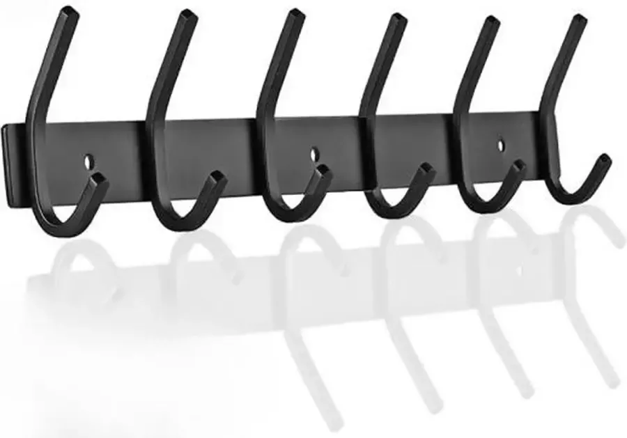 RemGoods Kapstok-Wandkapstok Muur Kapstok Hangend RVS 12 Hangers Industrieel 3M Tape Zwart