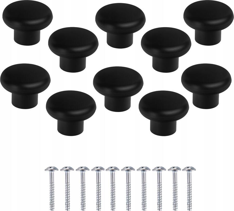RENALUX 10 Stuks Deurknop Meubelknop Kastknop Deurknoppen voor Kasten Deurknop Zwart Deurknopjes Deurknop Kast Inclusief Schroeven 10 Stuks