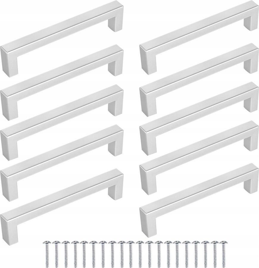 RENALUX Design Handgreep Zilver Kunststof Set van 10 Stuks Handgreep Badkamer Handvaten Kast Handgreep Kast Handgreep Keukenkastjes Handgrepen voor Deurtjes 139 mm 10 Stuks