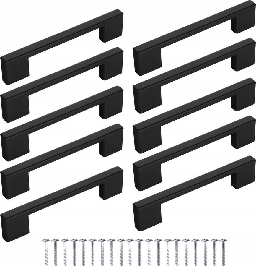 RENALUX Design Handgreep Zwart Kunststof Set van 10 Stuks Handgreep Badkamer Handvaten Kast Handgreep Kast Handgreep Keukenkastjes Handgrepen voor Deurtjes 137 mm 10 Stuks