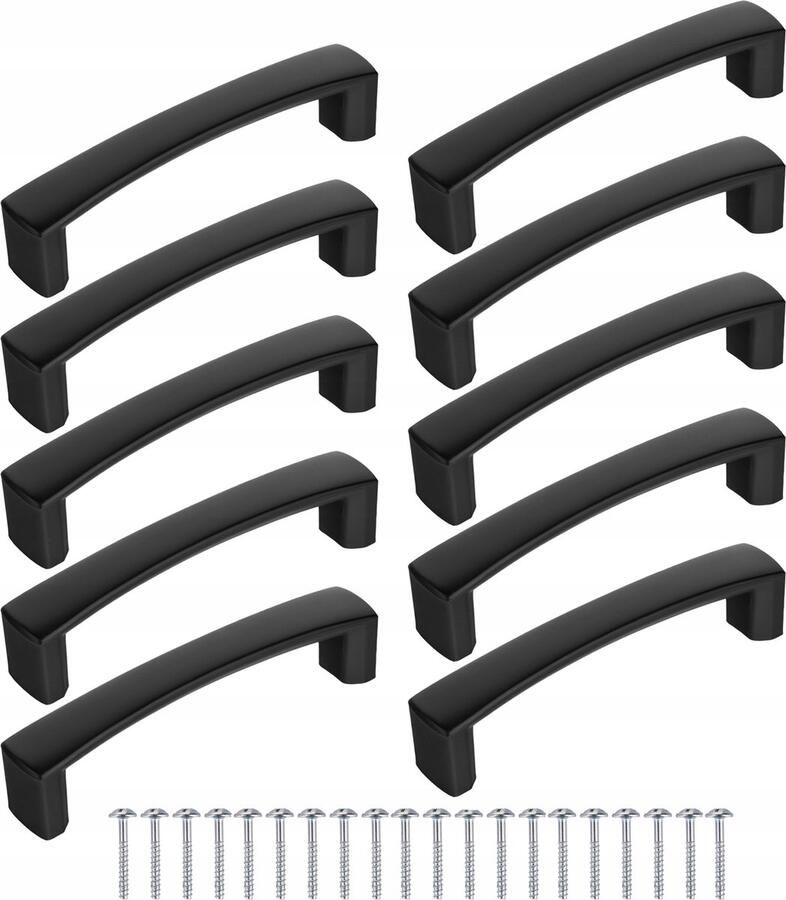 RENALUX Design Handgreep Zwart Kunststof Set van 10 Stuks Handgreep Badkamer Handvaten Kast Handgreep Kast Handgreep Keukenkastjes Handgrepen voor Deurtjes 105 mm 10 Stuks