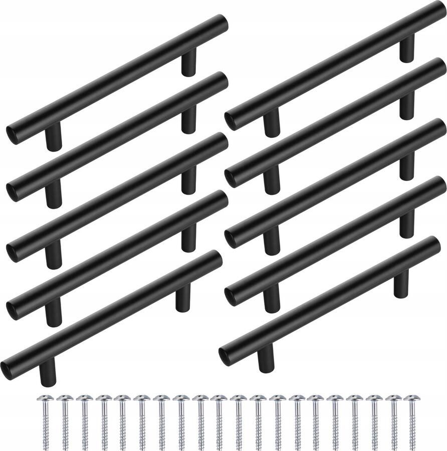 RENALUX Design Handgreep Zwart Kunststof Set van 10 Stuks Handgreep Badkamer Handvaten Kast Handgreep Kast Handgreep Keukenkastjes Handgrepen voor Deurtjes 150 mm 10 Stuks