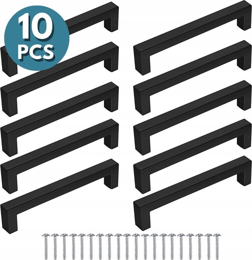 RENALUX Design Handgreep Zwart Kunststof Handgrepen Keukenkastjes Handgrepen voor Deurtjes Handgreep Badkamer Handvaten Kast Handgreep Kast Handgreep Keukenkastjes 139 mm 10 Stuks - Foto 2