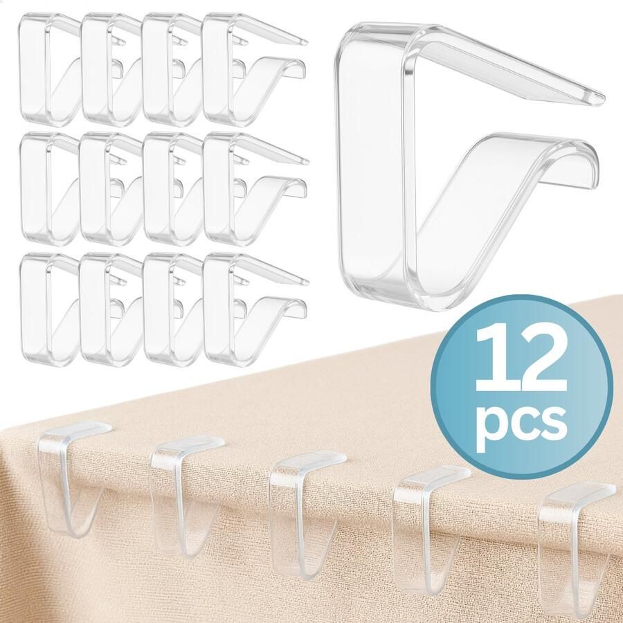 RENALUX Tafelkleedklemmen voor Tafel Tafelkleed Klemmen voor Binnen en voor Buiten Tafelkleed Gewichtjes Transparant Set van 12 Stuks