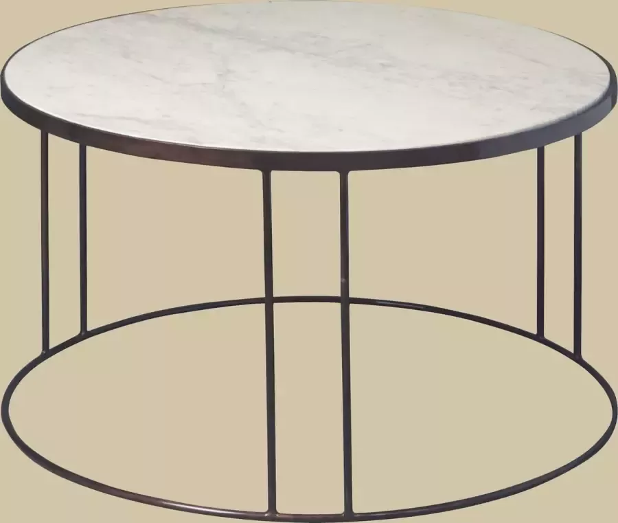 AnLi Style Tower living Iron coffee round table w marble top 81x81x48 - Foto 2