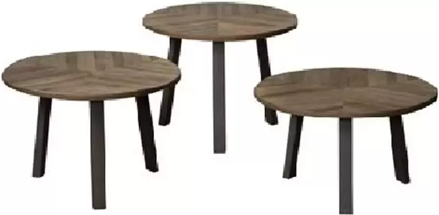 AnLi Style Tower living Lazio table set (3) 54x54 45 40 35 recl. teak w-grey