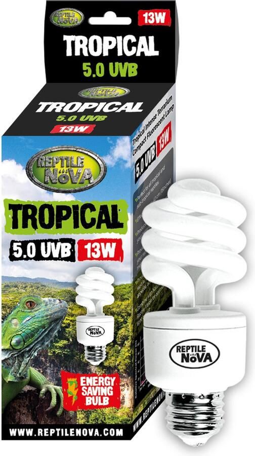 Reptile Nova Terrarium lamp Terrariumverlichting 13Watt 5.0 UVB Tropical