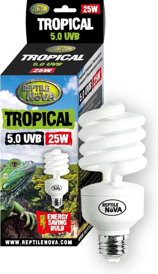 Reptile Nova Terrarium lamp Terrariumverlichting 25Watt 5.0 UVB Tropical (E27 fitting)