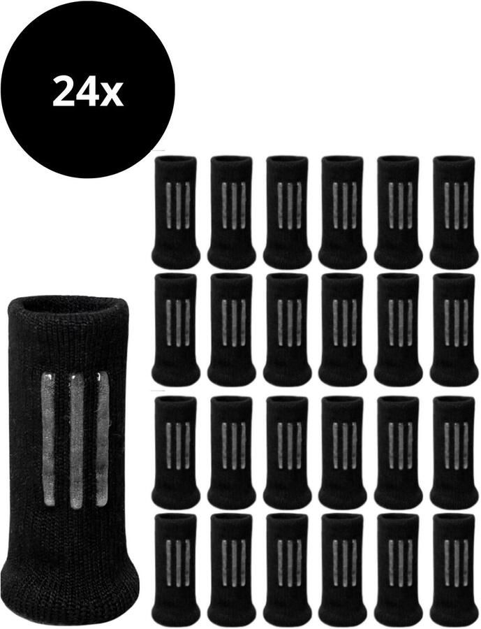Reqz Products Premium Stoelpoot sokken set van 24 stuks Anti-Slip Zwart – Elastische Beschermers – Stoelbeschermer – Stoelsokjes met vilt Stoelpootbeschermers Stoelpootdoppen Stoelsokken
