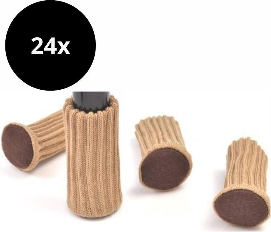 Reqz Products Stoelpootbeschermers set van 24 stuks (Beige) – Elastische Beschermers – Stoelbeschermer – Stoelsokjes met vilt Stoelpootbeschermers Stoelpootdoppen Stoelsokken - Foto 2