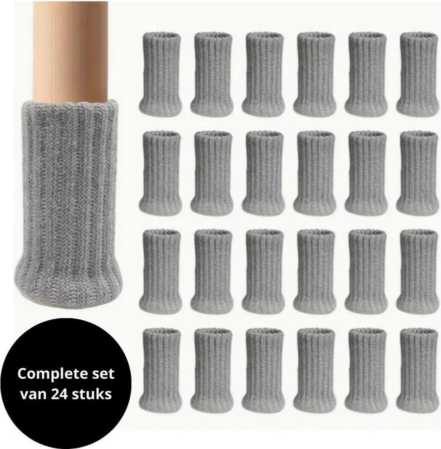 Reqz Products Stoelpootbeschermers set van 24 stuks (Grijs) – Elastische Beschermers – Stoelbeschermer – Stoelsokjes met vilt Stoelpootbeschermers Stoelpootdoppen Stoelsokken - Foto 2