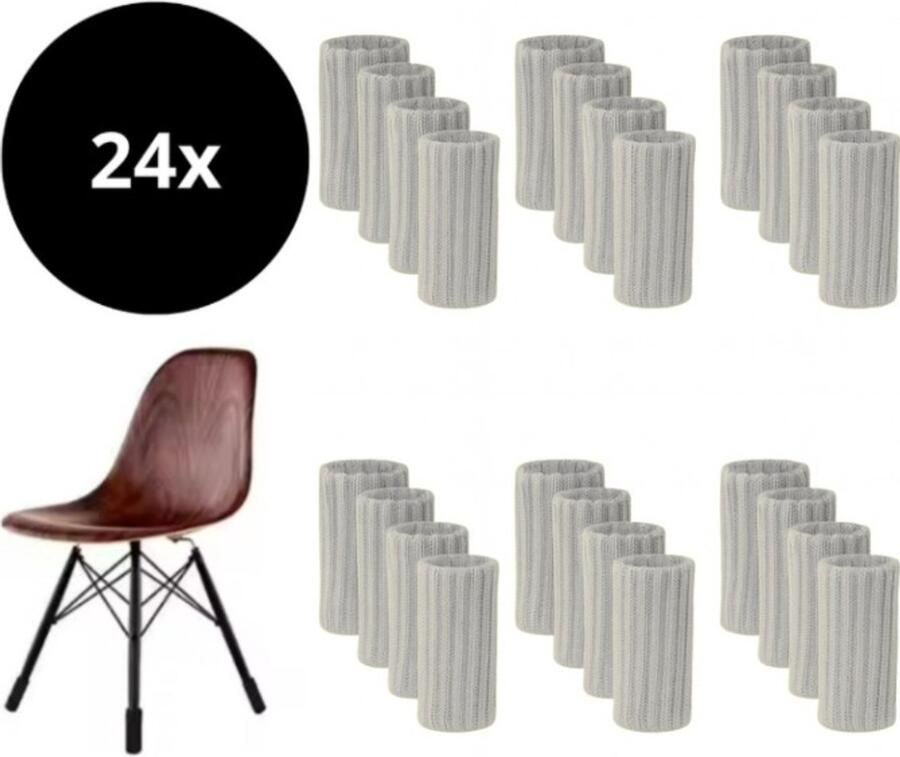 Reqz Products Stoelpootbeschermers set van 24 stuks (Grijs) – Elastische Beschermers – Stoelbeschermer – Stoelsokjes met vilt Stoelpootbeschermers Stoelpootdoppen Stoelsokken