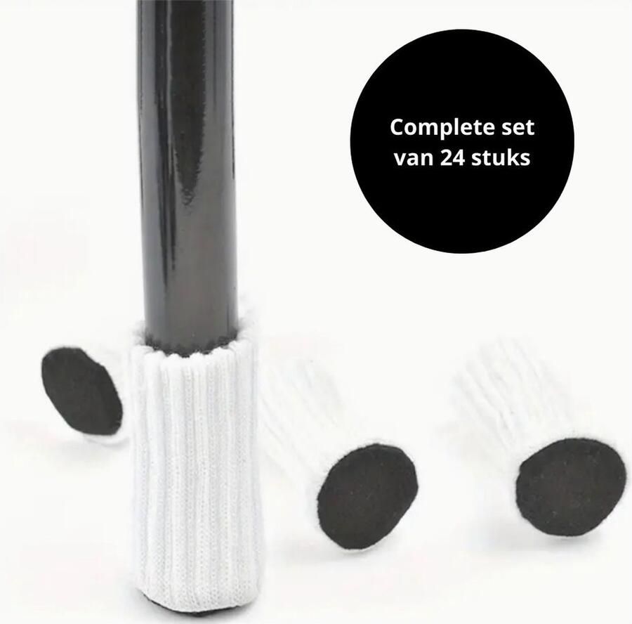 Reqz Products Stoelpootbeschermers set van 24 stuks (Wit) – Elastische Beschermers – Stoelbeschermer – Stoelsokjes met vilt Stoelpootbeschermers Stoelpootdoppen Stoelsokken - Foto 2