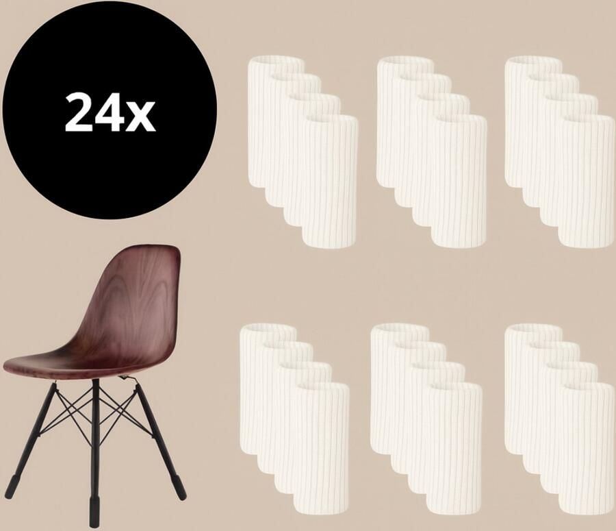 Reqz Products Stoelpootbeschermers set van 24 stuks (Wit) – Elastische Beschermers – Stoelbeschermer – Stoelsokjes met vilt Stoelpootbeschermers Stoelpootdoppen Stoelsokken