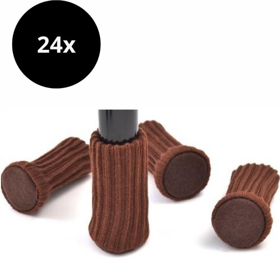 Reqz Products Stoelpootbeschermers set van 24 stuks (Bruin) – Elastische Beschermers – Stoelbeschermer – Stoelsokjes met vilt Stoelpootbeschermers Stoelpootdoppen Stoelsokken - Foto 2