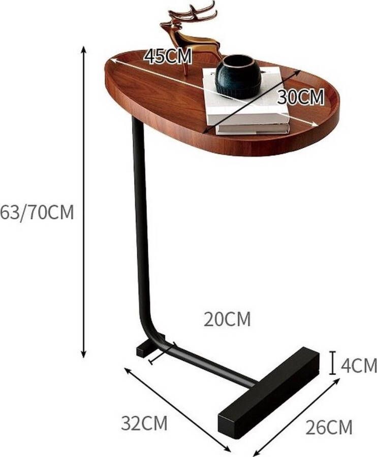 Reselectro C vormige Bijzettafel Sofa Einde Tafel Metalen C-Vormige Salontafel Tafel Modern Design Salontafel Bijzettafel Voor Café 63cm*45cm*33cm