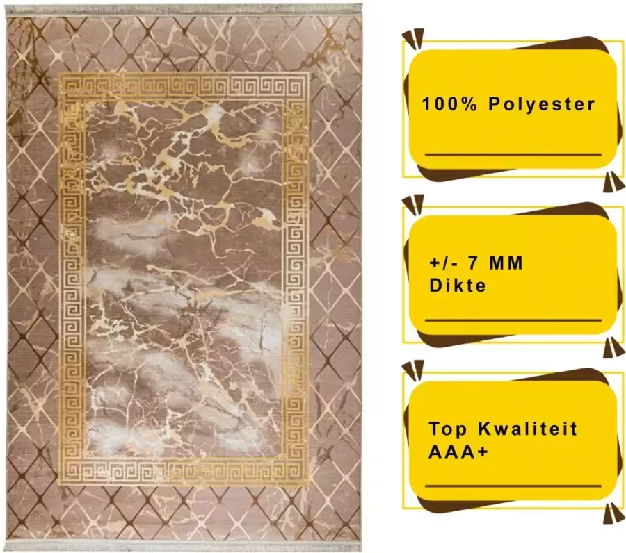 Resital Bambu Moderne Vloerkleed Beige Tapijt Carpet Top Kwaliteit Nieuwe Collectie 80x150cm