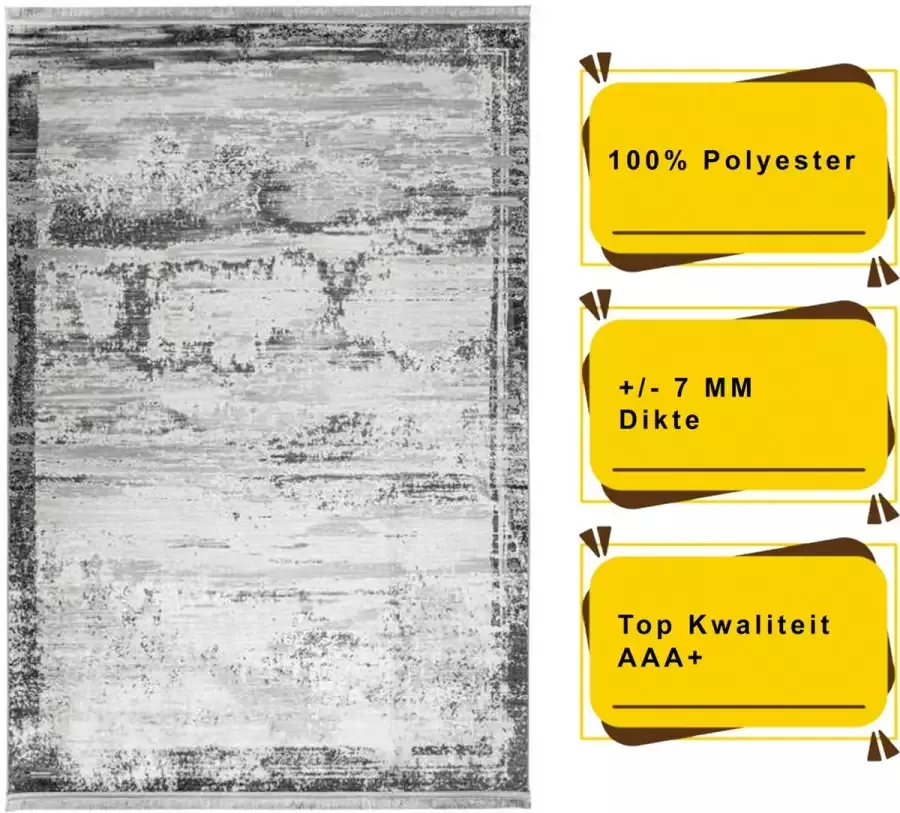 Resital Bambu Moderne Vloerkleed Grijs Tapijt Carpet Top Kwaliteit Nieuwe Collectie 80x150cm