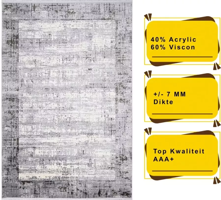 Resital Beverly Moderne Vloerkleed Zilver Tapijt Carpet Top Kwaliteit Nieuwe Collectie 160x230cm