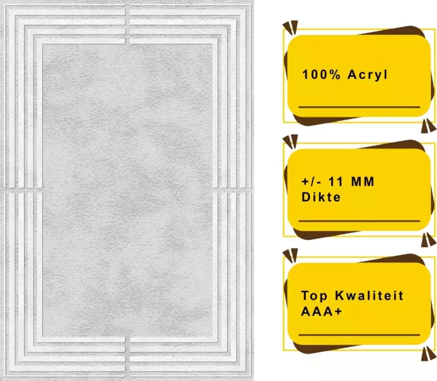 Resital Laguna Moderne Vloerkleed Zilver Tapijt Carpet Top Kwaliteit Nieuwe Collectie 160x230cm