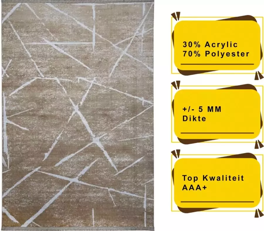 Resital Lucca Moderne Vloerkleed Beige Tapijt Carpet Top Kwaliteit Nieuwe Collectie 160x230cm