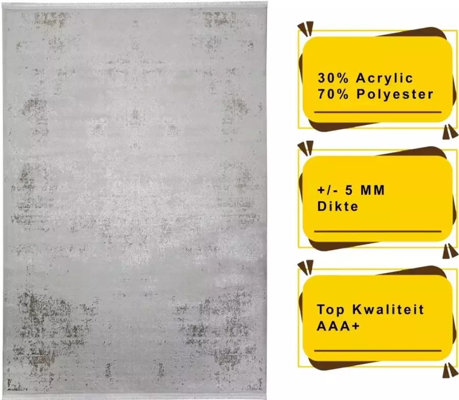 Resital Lucca Moderne Vloerkleed Crème Tapijt Carpet Top Kwaliteit Nieuwe Collectie 160x230cm