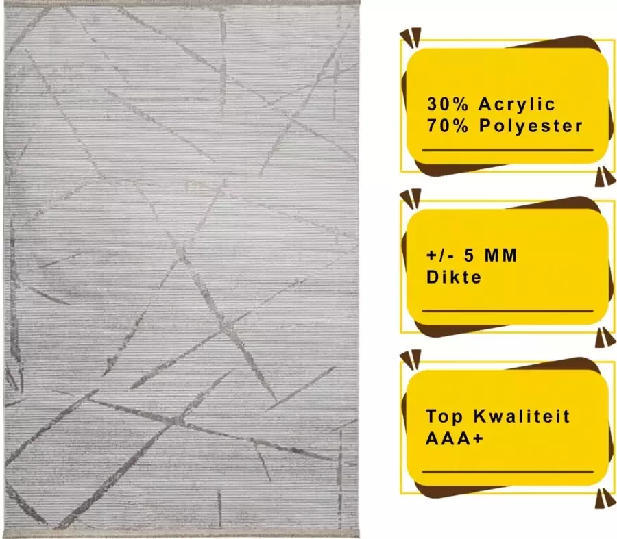 Resital Lucca Moderne Vloerkleed Grijs Tapijt Carpet Top Kwaliteit Nieuwe Collectie 160x230cm