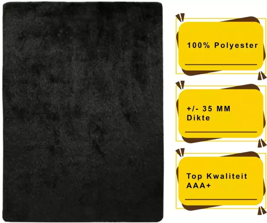 Resital Natty Moderne Vloerkleed Black Tapijt Carpet Top Kwaliteit Nieuwe Collectie 160x230cm