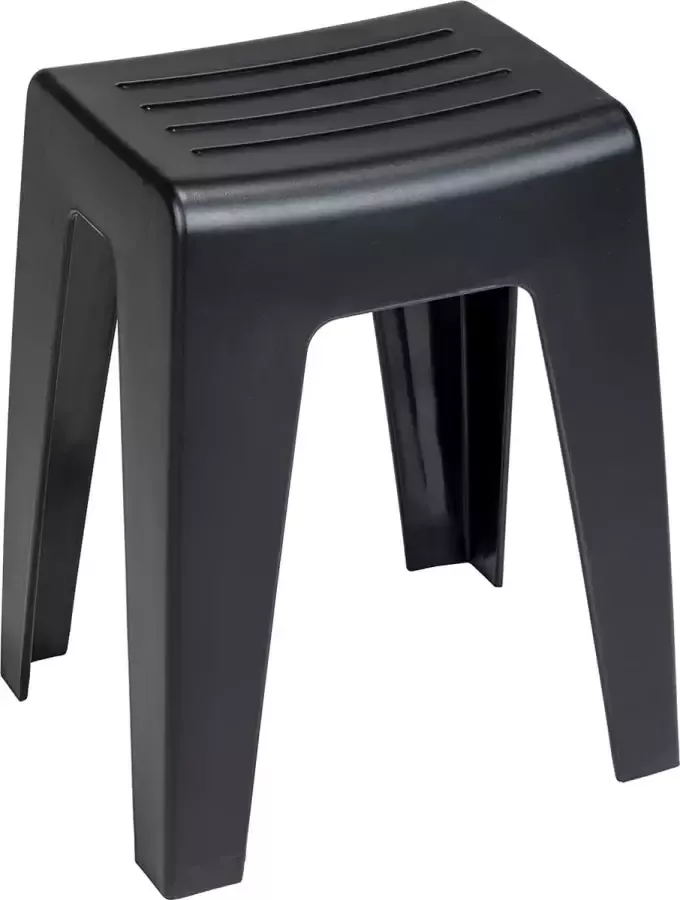 RESKO Badkamerkrukje Kumba hoogwaardig krukje in modern design van kunststof in robuuste kwaliteit zitkrukje belastbaar tot 120 kg ideaal voor badkamer & toilet (B × H × D) 38 × 47 × 32 cm zwart