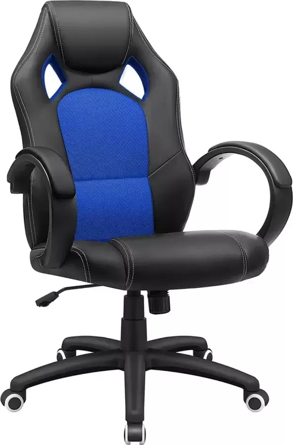 RESKO Racing stoel- Bureaustoel Gaming stoel Directiestoel Draaistoel Zwart-blauw