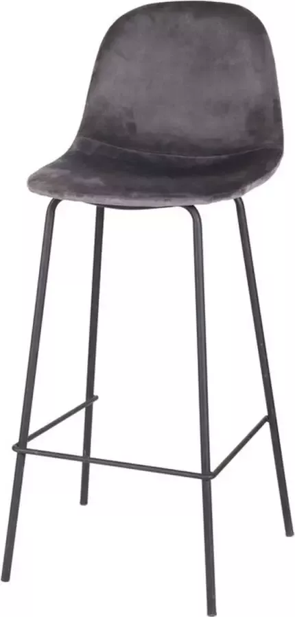 RETAIL TEAM NV Barstoel Met Rugleuning Velours Grijs Metalen Voet 47 x 43 x 105 cm - Foto 2