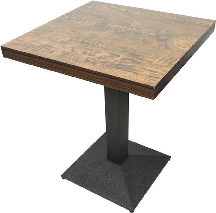 Retro vierkante eettafel industriële eettafel ijzeren poten bistrotafel voor 2-6 personen