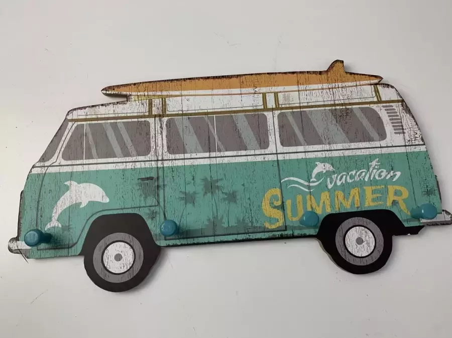 Retroo.nl Houten kapstok sleutelrek retro bus dolfijn