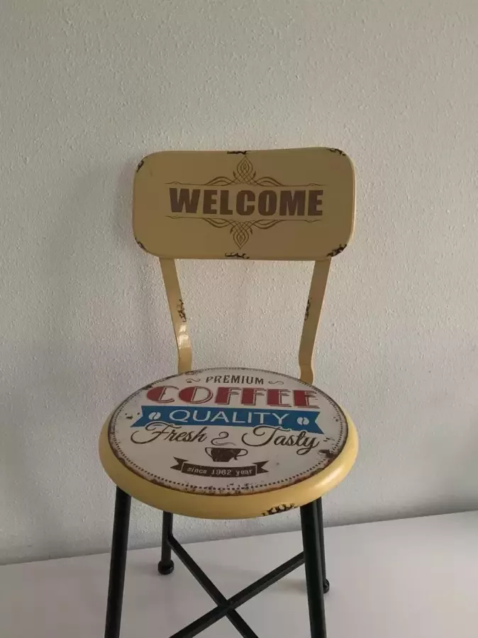 Retroo.nl Metalen Retro vintage stoel Geel