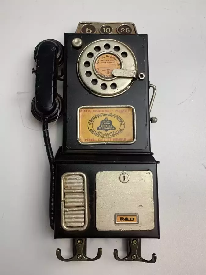 Retroo.nl Retro kapstok telefoon-look zwart
