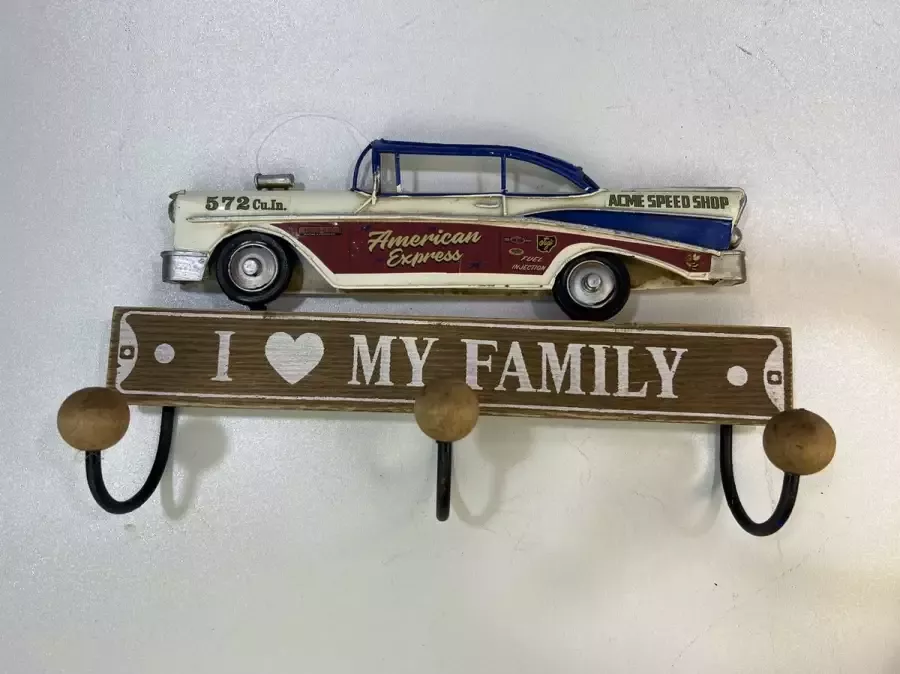 Retroo.nl Vintage kapstok sleutelrek Amerikaanse car