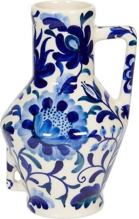 Return to Sender Vaas small 15 cm Bed of Flowers Blue handgeschilderd met handvat bloemenvaasje klein vaasje