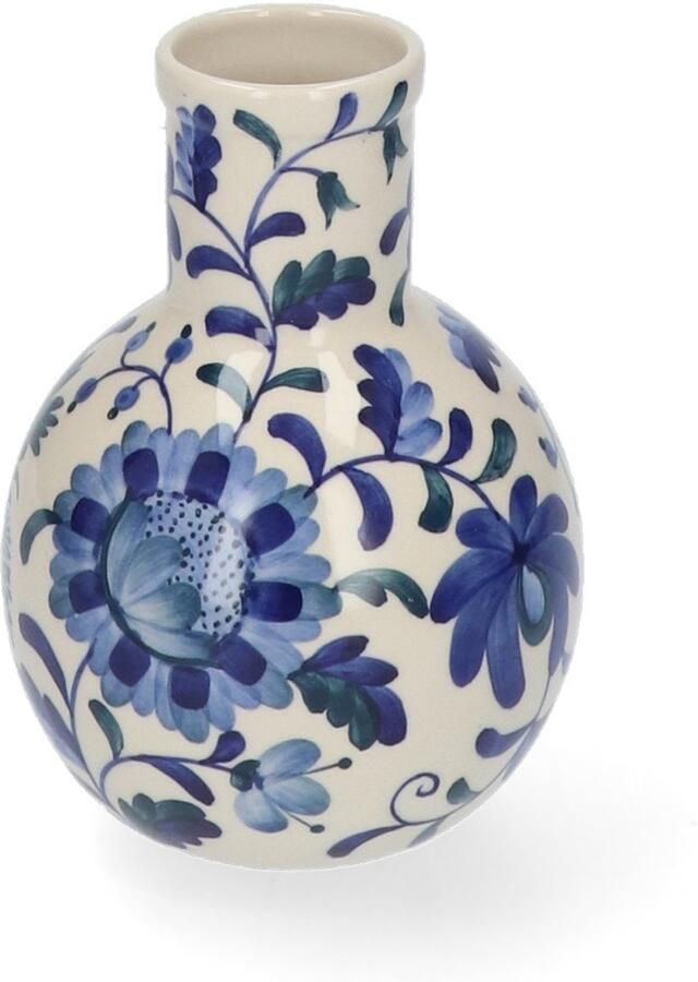 Return to Sender Vaas Small 15 cm Bed of Flowers Blue handgeschilderd ronde vorm blauw wit bloemenvaasje klein vaasje