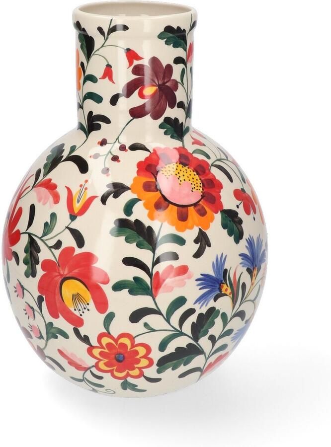 Return to Sender Vaas medium 30 cm Bed of Flowers print handgeschilderd ronde vorm Gekleurde bloemenvaas