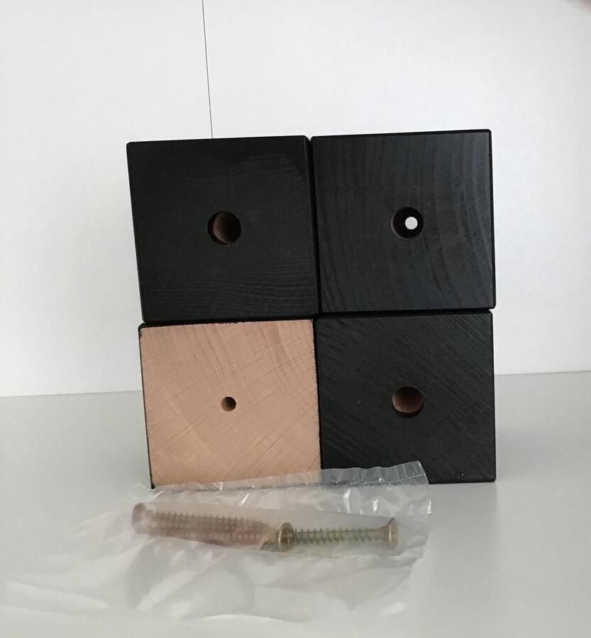 RexaPlan Set van 4 stuks houten meubelpoten Zwart beuken 10 cm hoogte 7x7 cm met schroeven Boxspring bedden banken